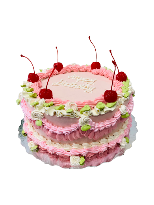Pink & Ivory Cherry Cream Cake