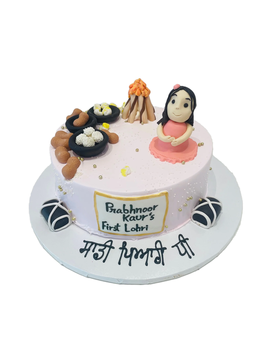 Pink Lohri Cream Cake
