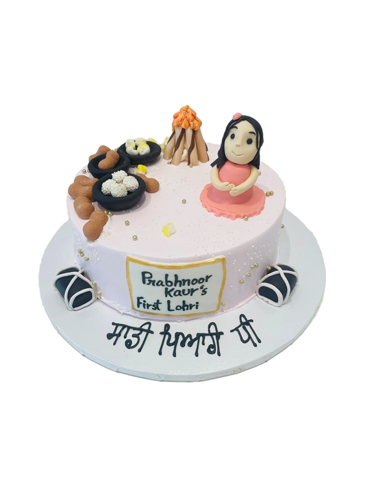 Pink Lohri Cream Cake