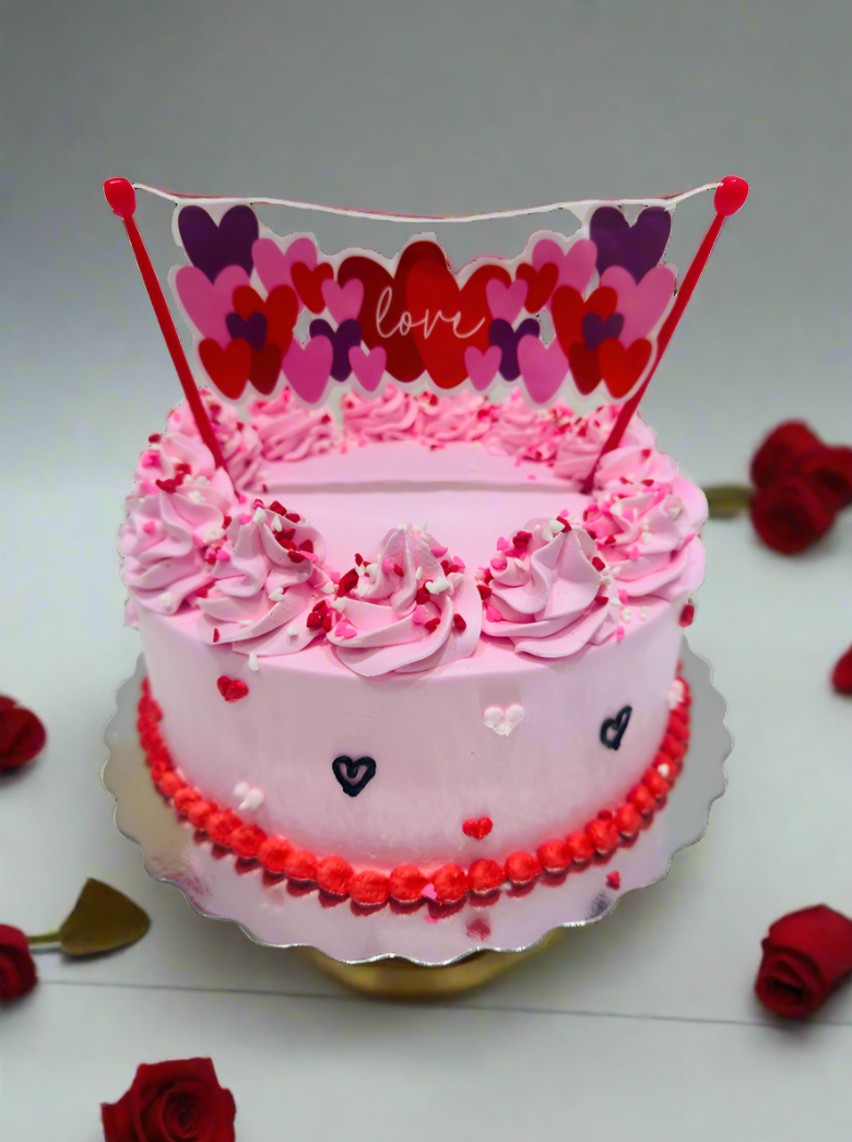 Pink Love Banner Cake