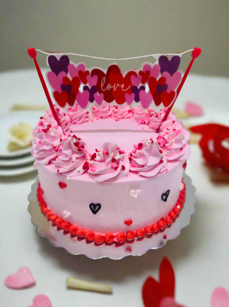 Pink Love Banner Cake