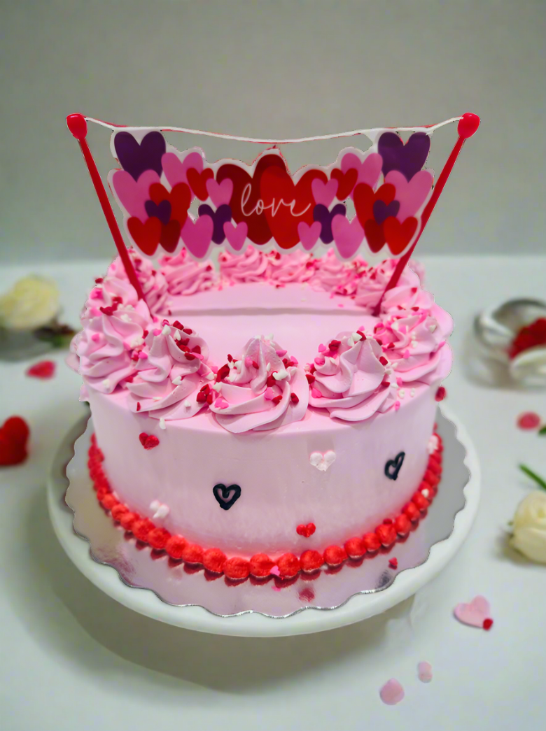Pink Love Banner Cake
