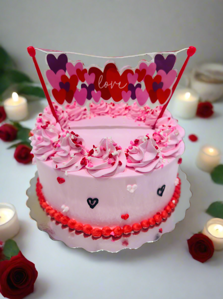 Pink Love Banner Cake