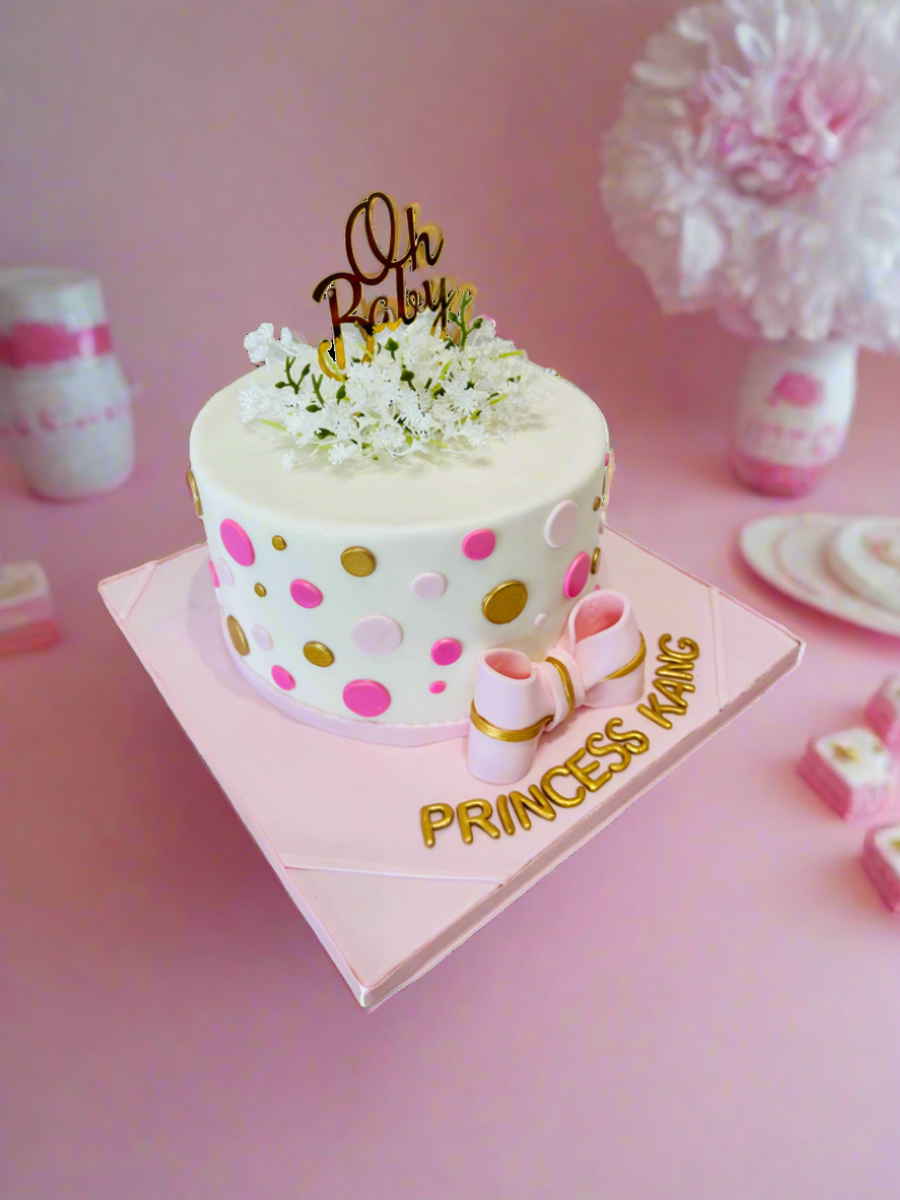 Pink Polka Fondant Cake