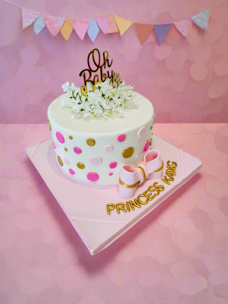 Pink Polka Fondant Cake