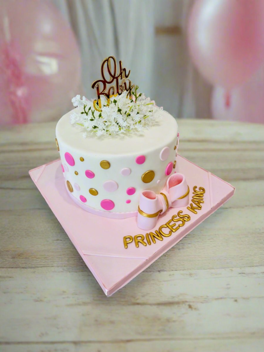 Pink Polka Fondant Cake