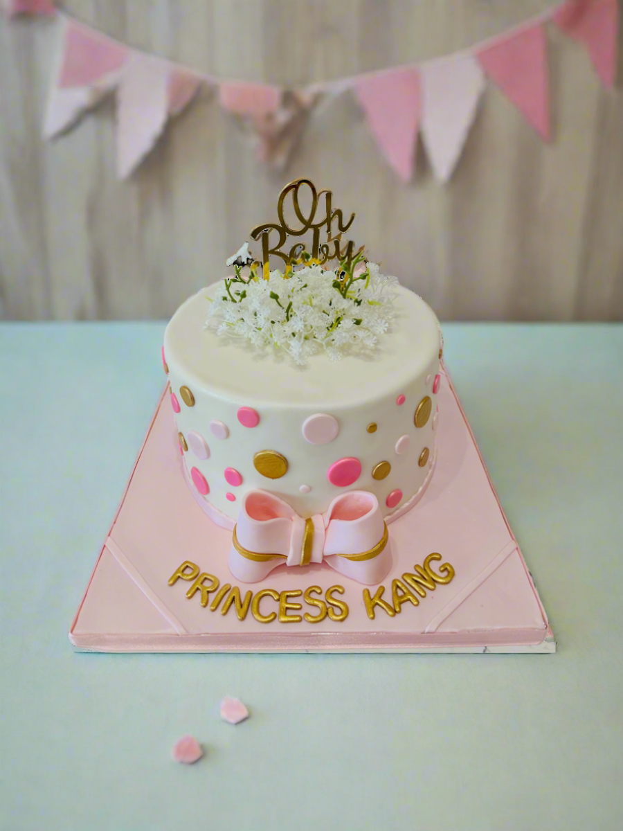Pink Polka Fondant Cake