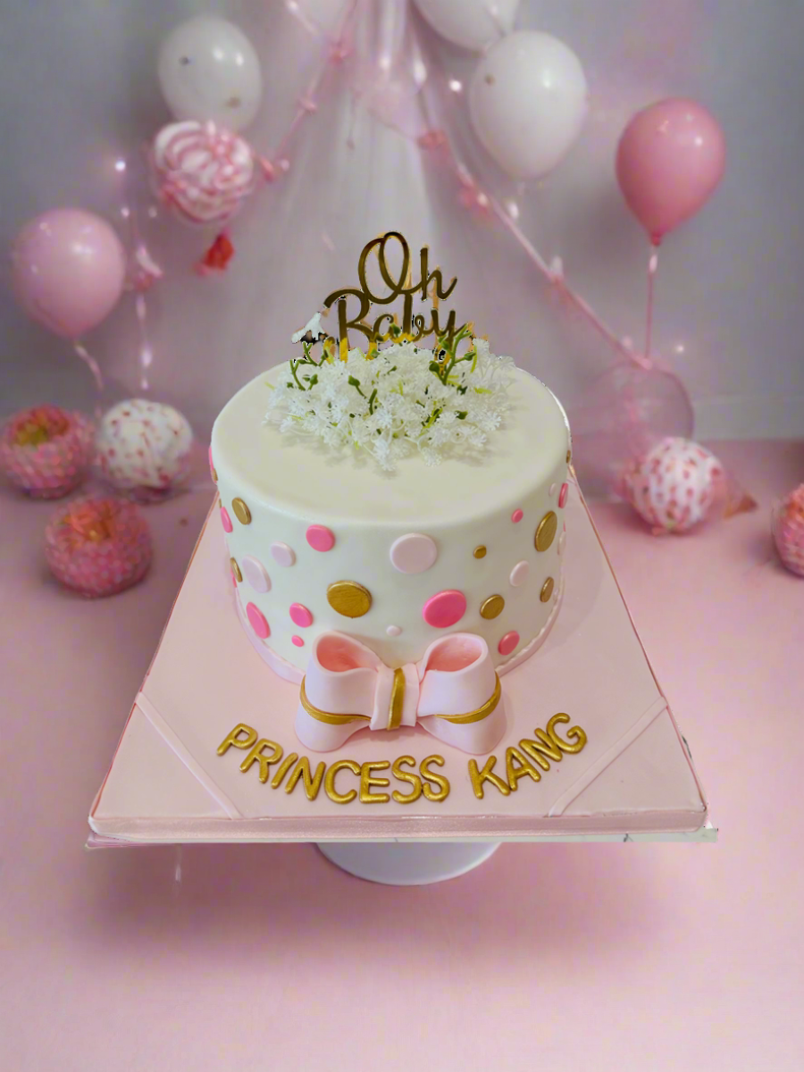 Pink Polka Fondant Cake