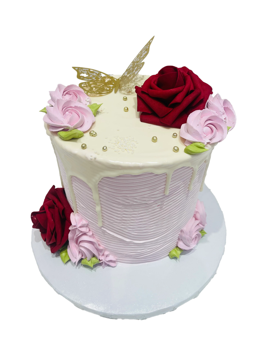 Pink Rose Butterfly Cake