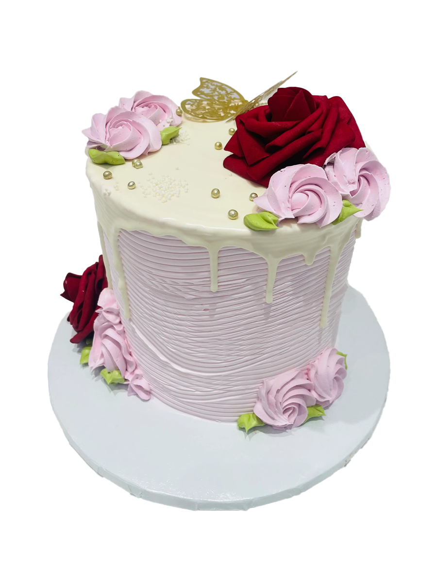 Pink Rose Butterfly Cake