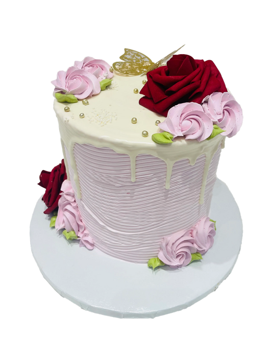 Pink Rose Butterfly Cake
