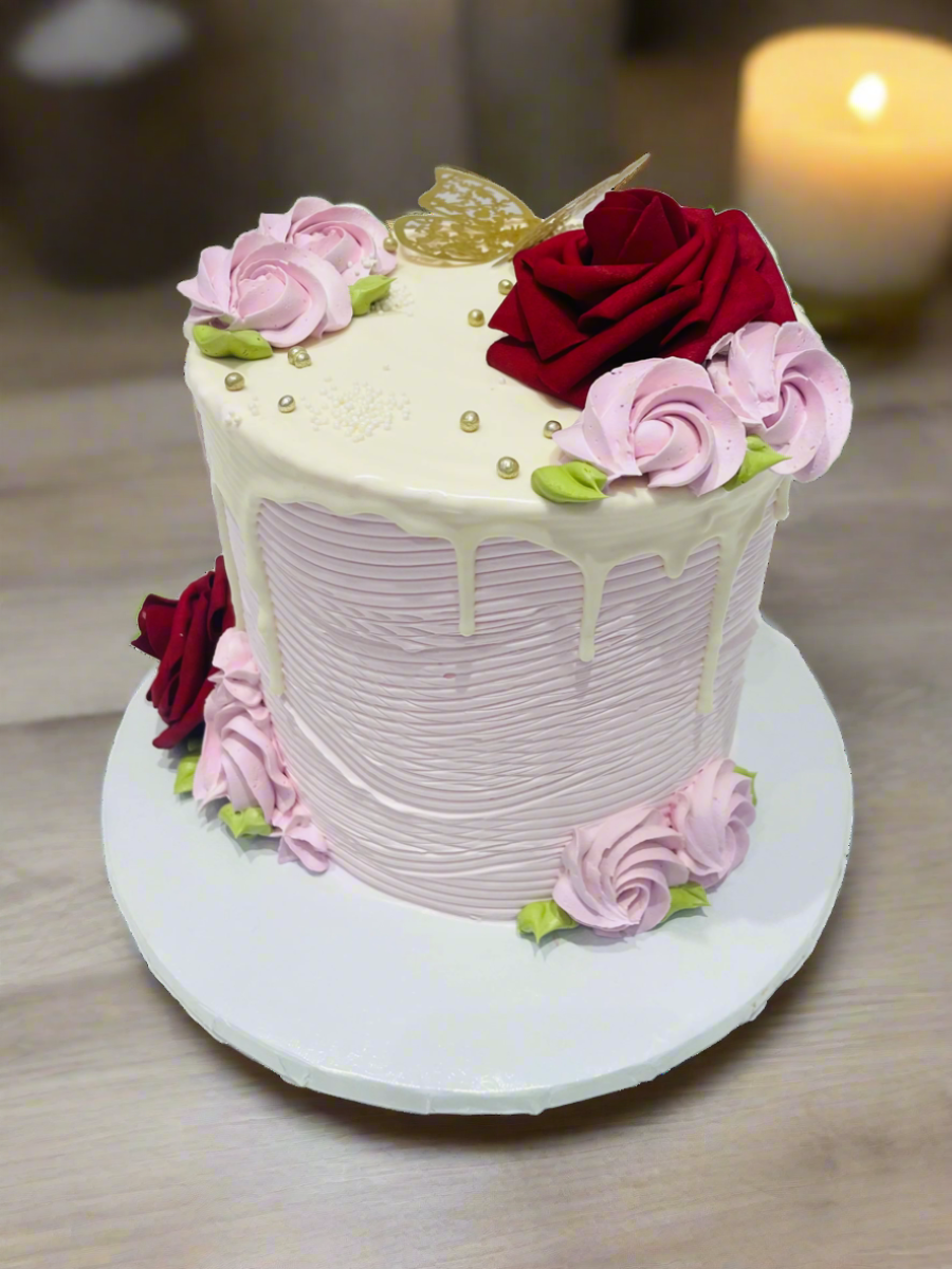 Pink Rose Butterfly Cake