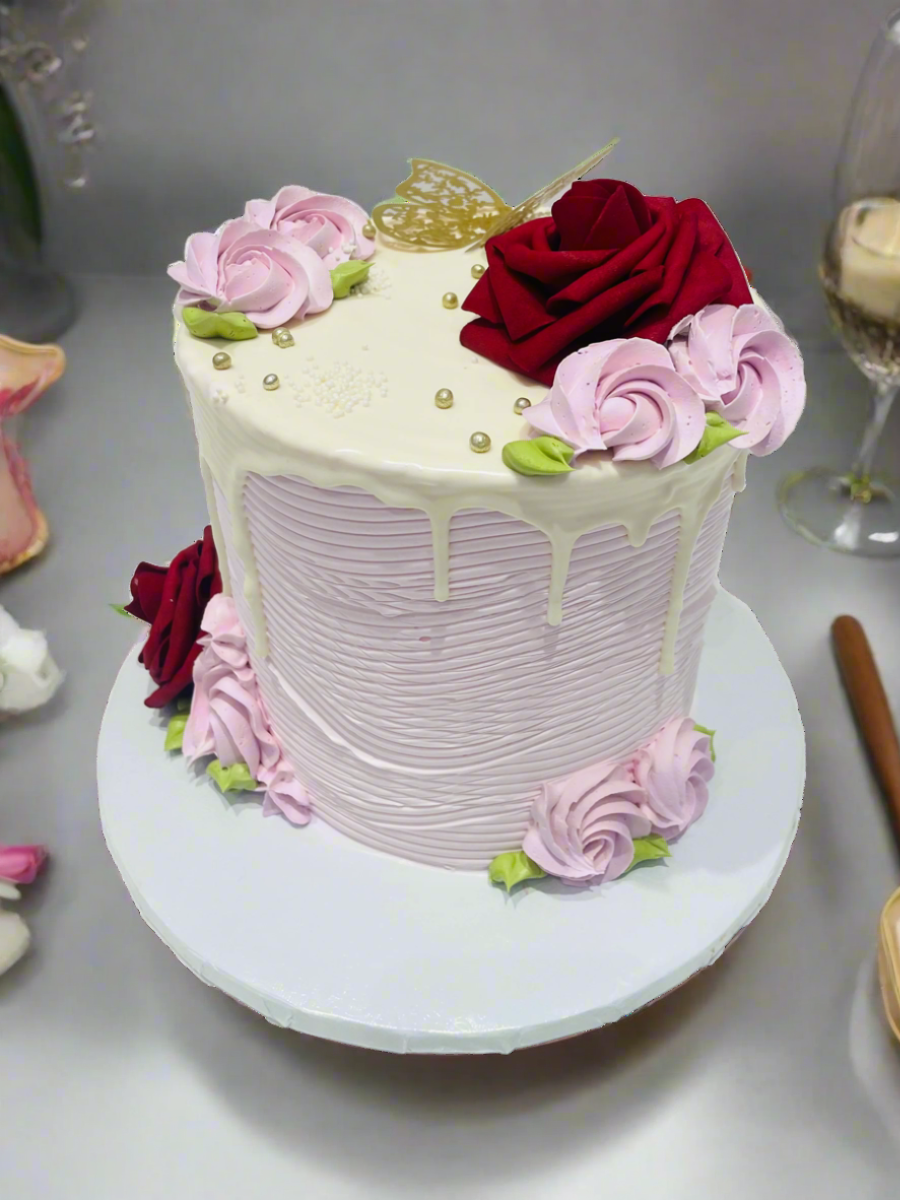 Pink Rose Butterfly Cake