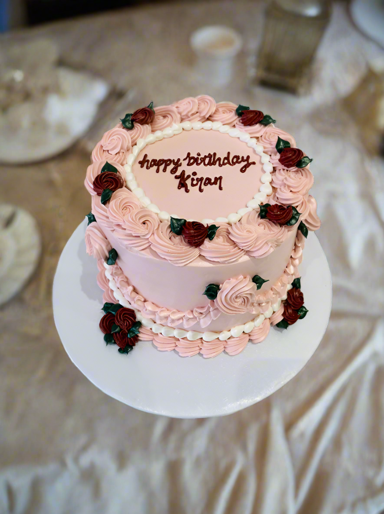 Pink & Wine Floral Cake