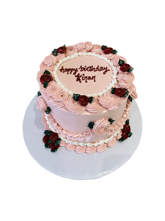 Pink & Wine Floral Cake