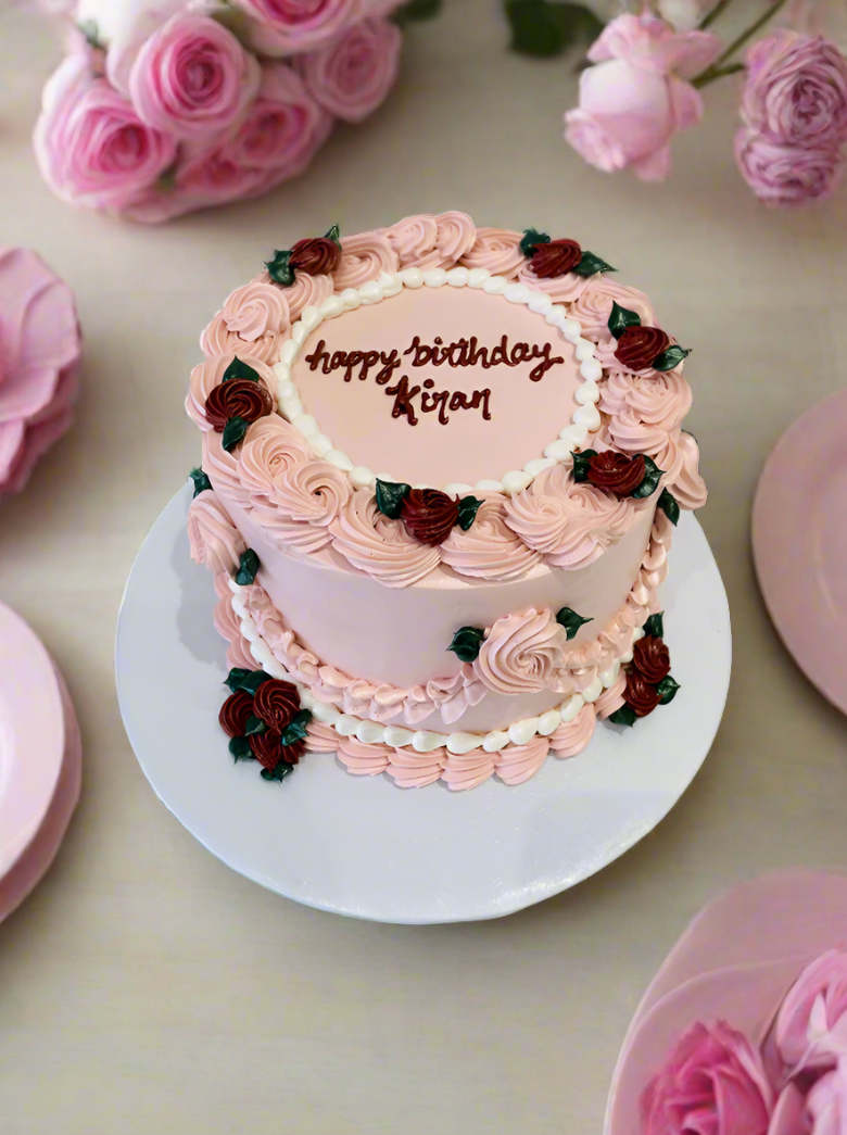 Pink & Wine Floral Cake