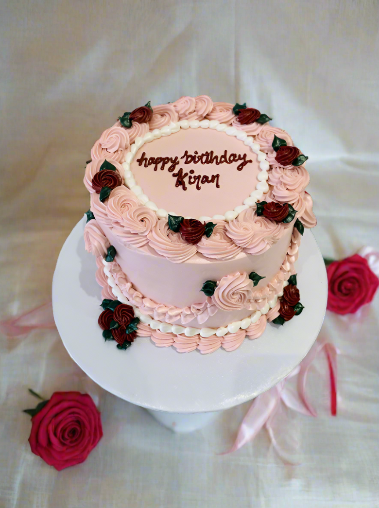 Pink & Wine Floral Cake