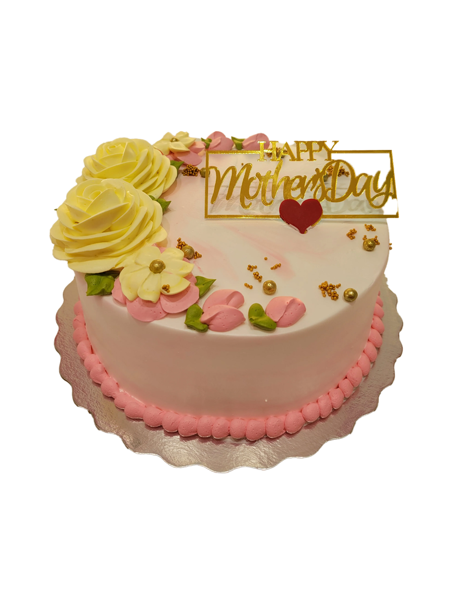 Pink Yellow Floral Mother‚Äôs Day Cake
