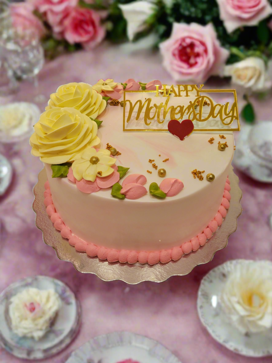 Pink Yellow Floral Mother‚Äôs Day Cake