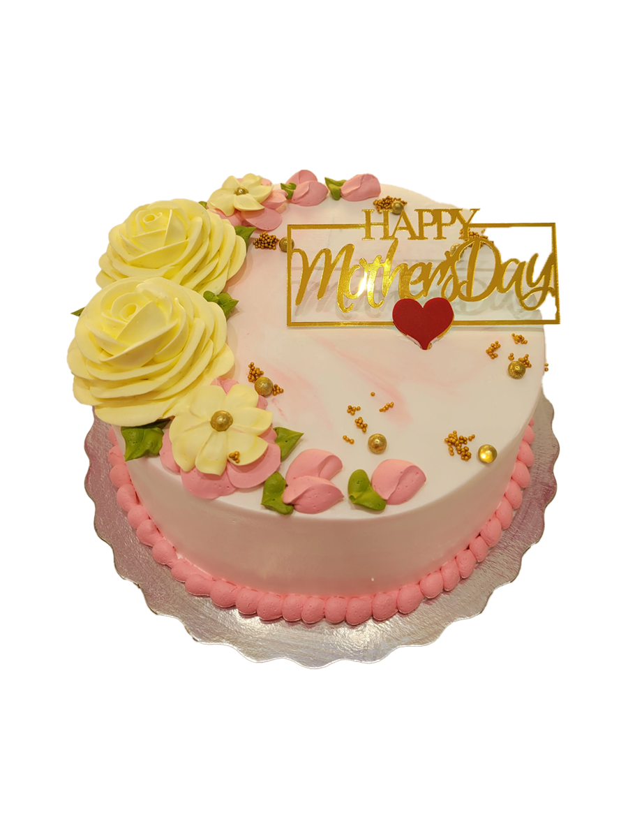 Pink Yellow Floral Mother‚Äôs Day Cake