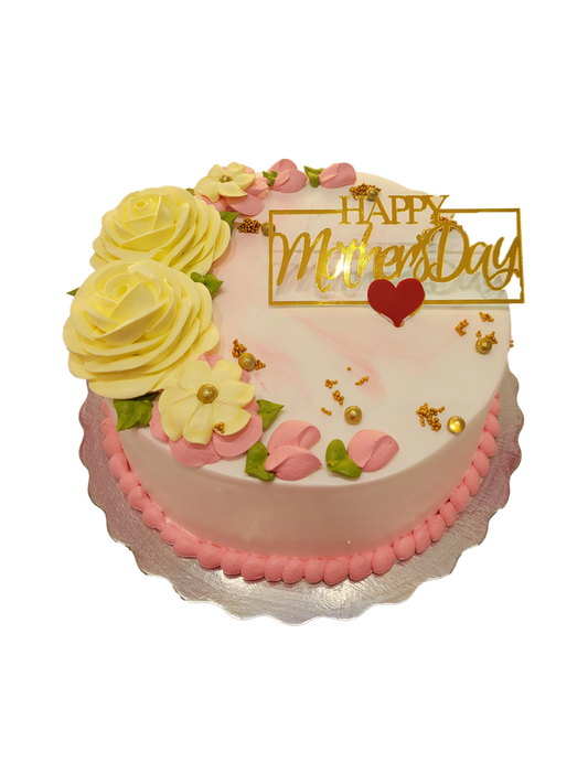 Pink Yellow Floral Mother‚Äôs Day Cake