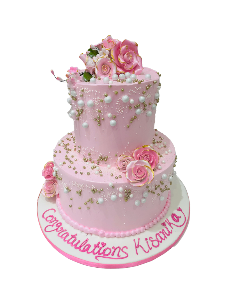 Pink Blossom Tiered Cream Cake