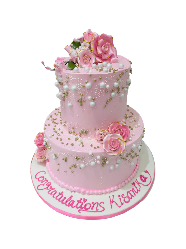 Pink Blossom Tiered Cream Cake
