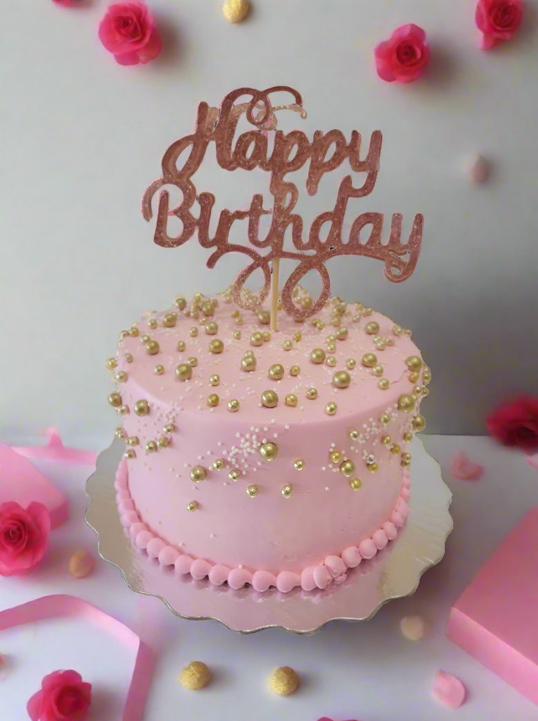 Pink & Gold Cream Cake