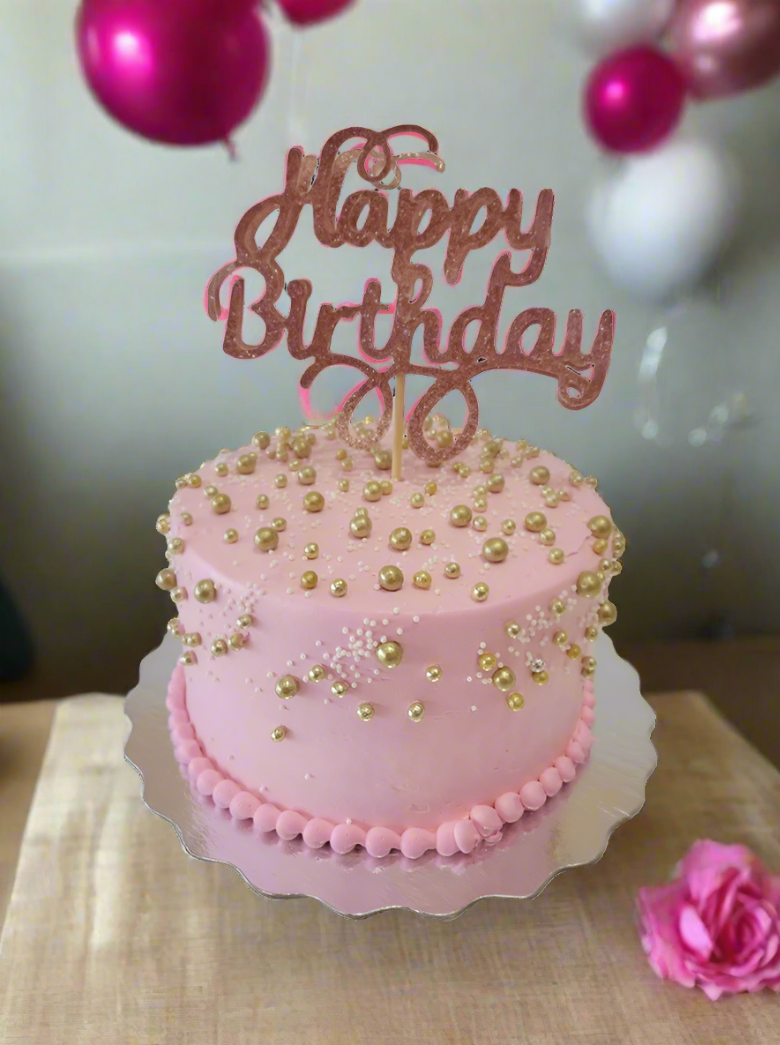 Pink & Gold Cream Cake