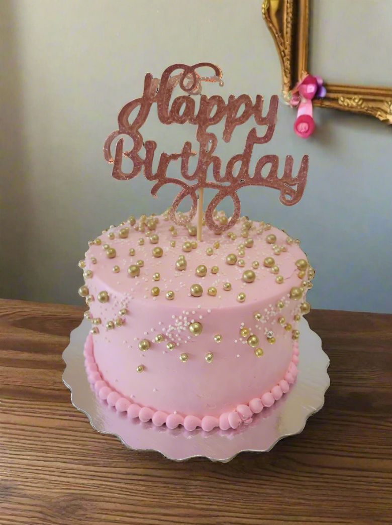Pink & Gold Cream Cake