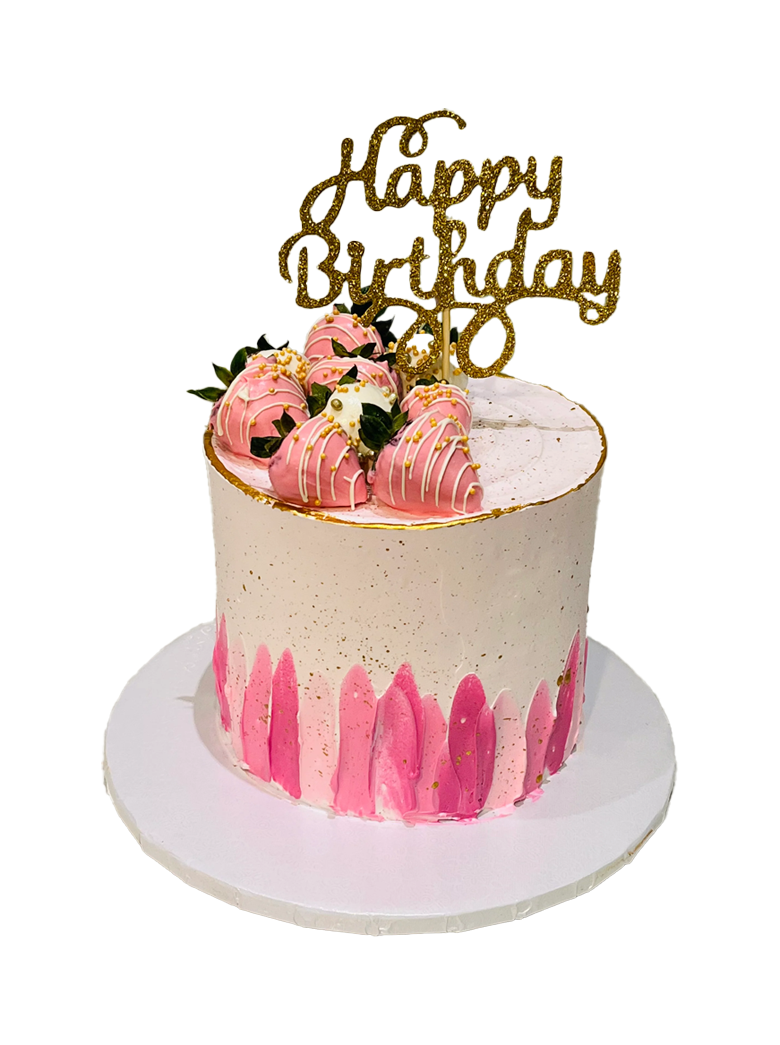 Pink And White Strawberry Drizzle Cake