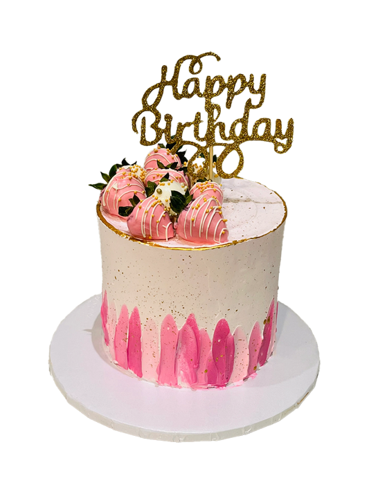 Pink And White Strawberry Drizzle Cake
