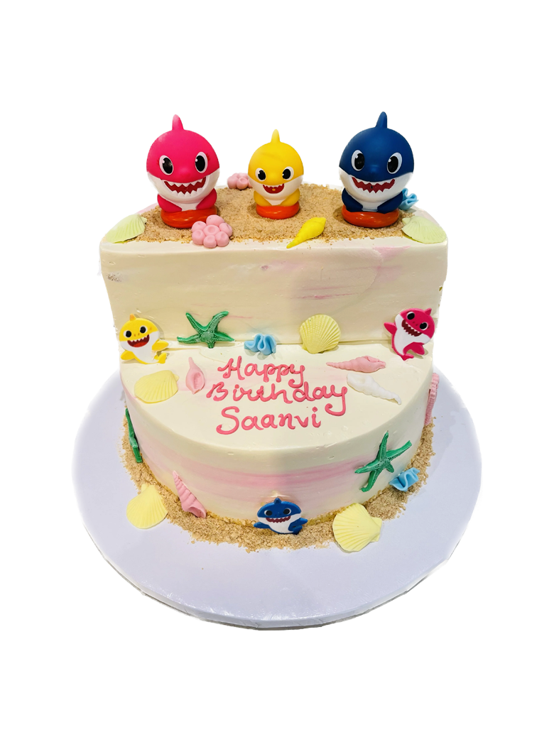 Pink Baby Shark Stage Cake