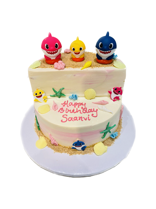 Pink Baby Shark Stage Cake