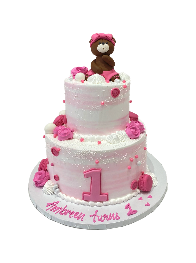 Pink Teddy Bear Cream Cake