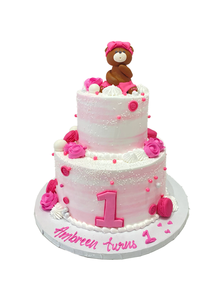 Pink Teddy Bear Cream Cake