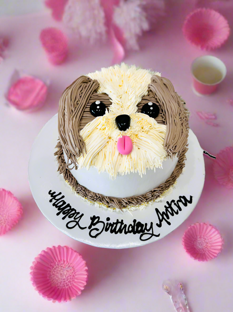 Adorable Puppy Cream Cake