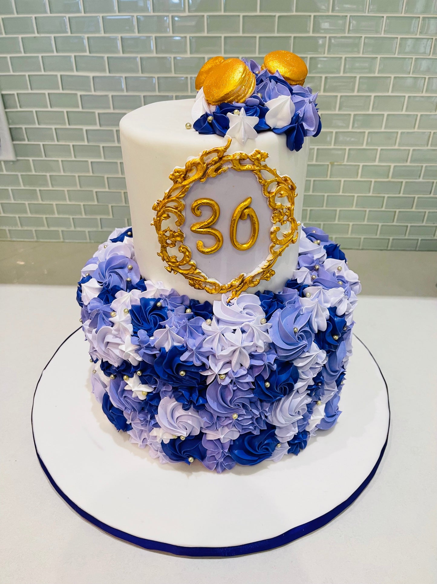 Purple Gold Tiered Cake