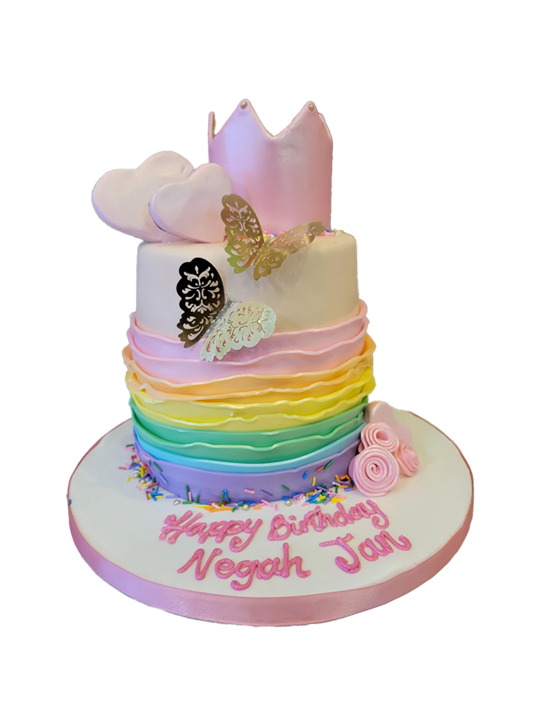 Rainbow Ruffles Fondant Cake