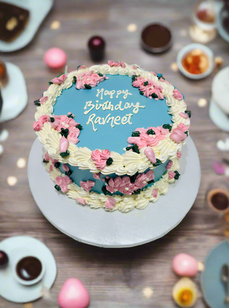 Ravneet Flower Birthday Cake