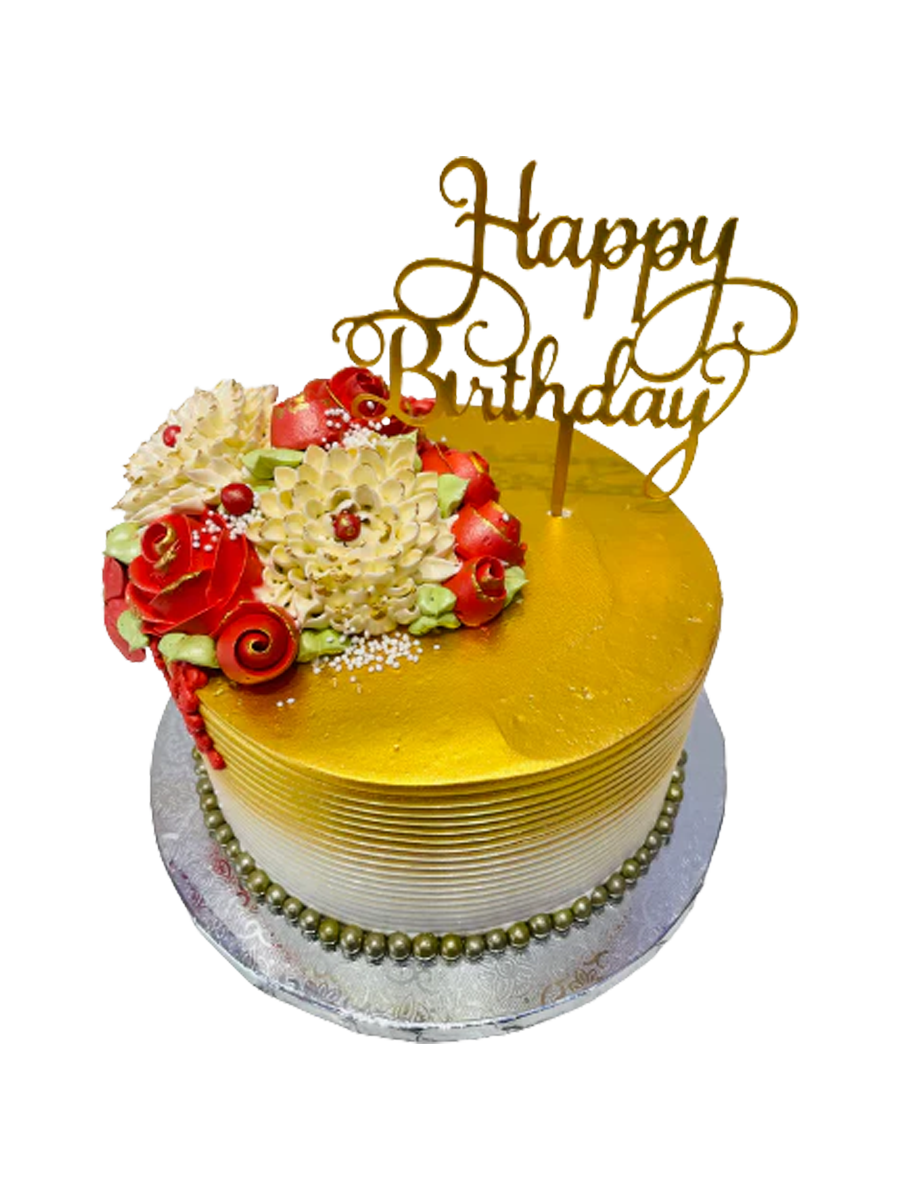 Red & Gold Cream Cake