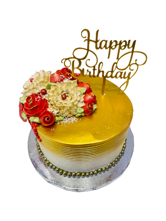 Red & Gold Cream Cake