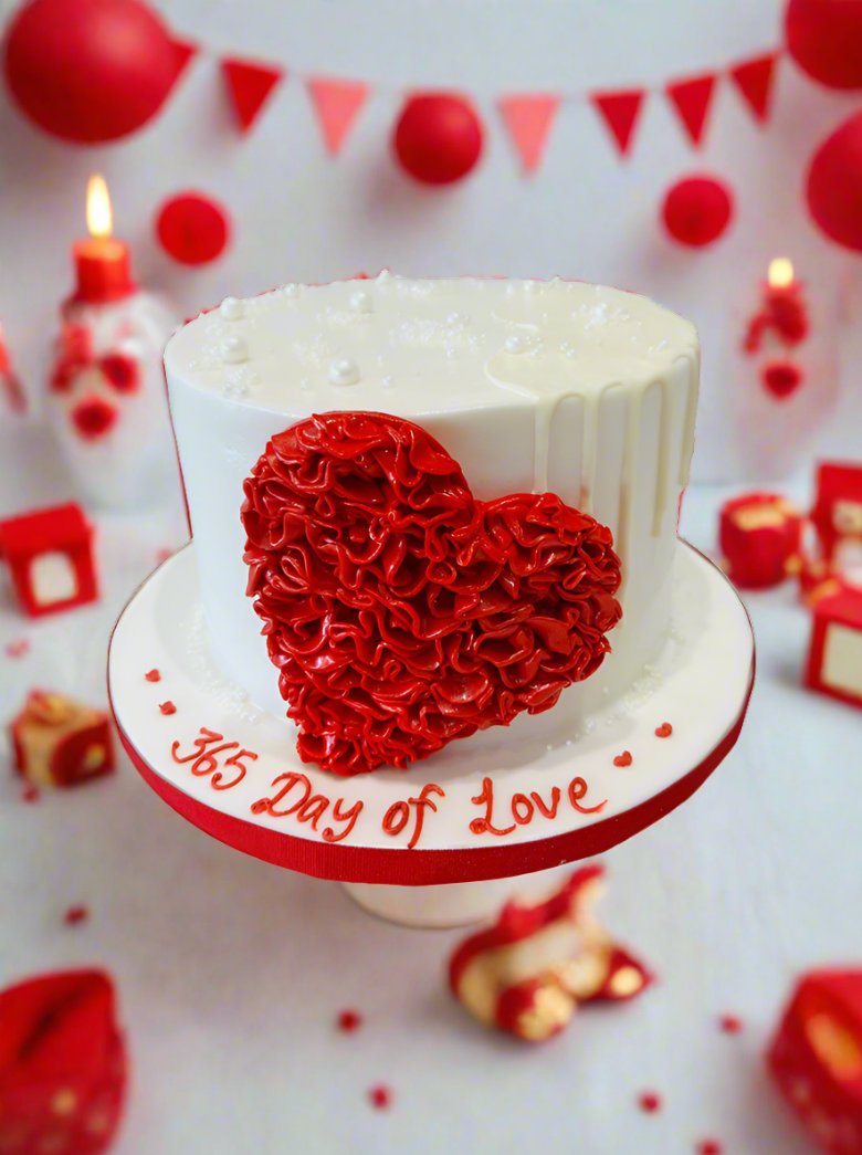 Red Heart Fondant Cake
