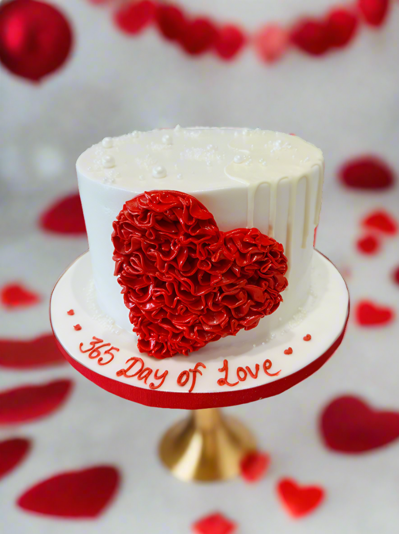 Red Heart Fondant Cake