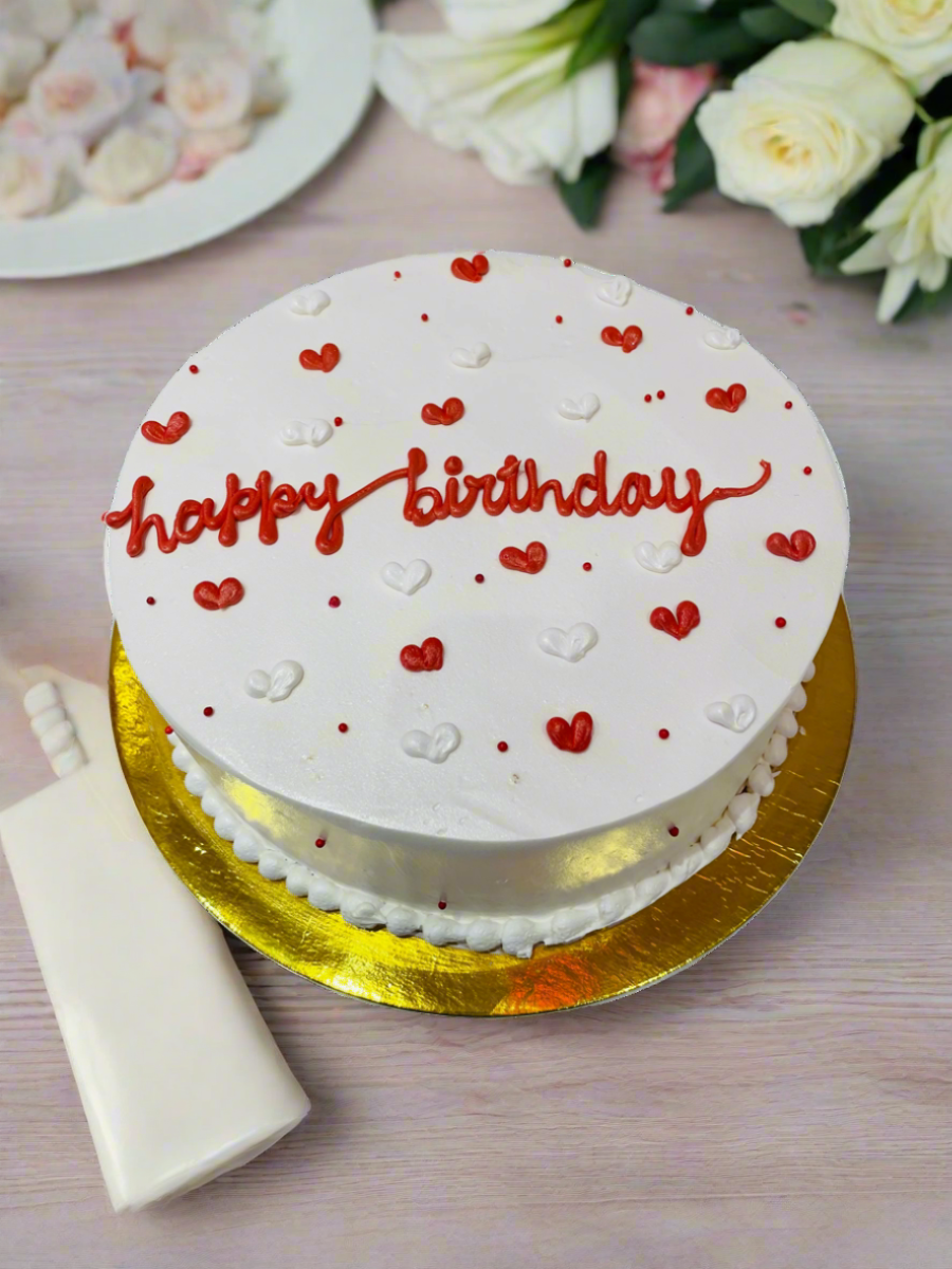 Red Little Hearts Birthday Cake