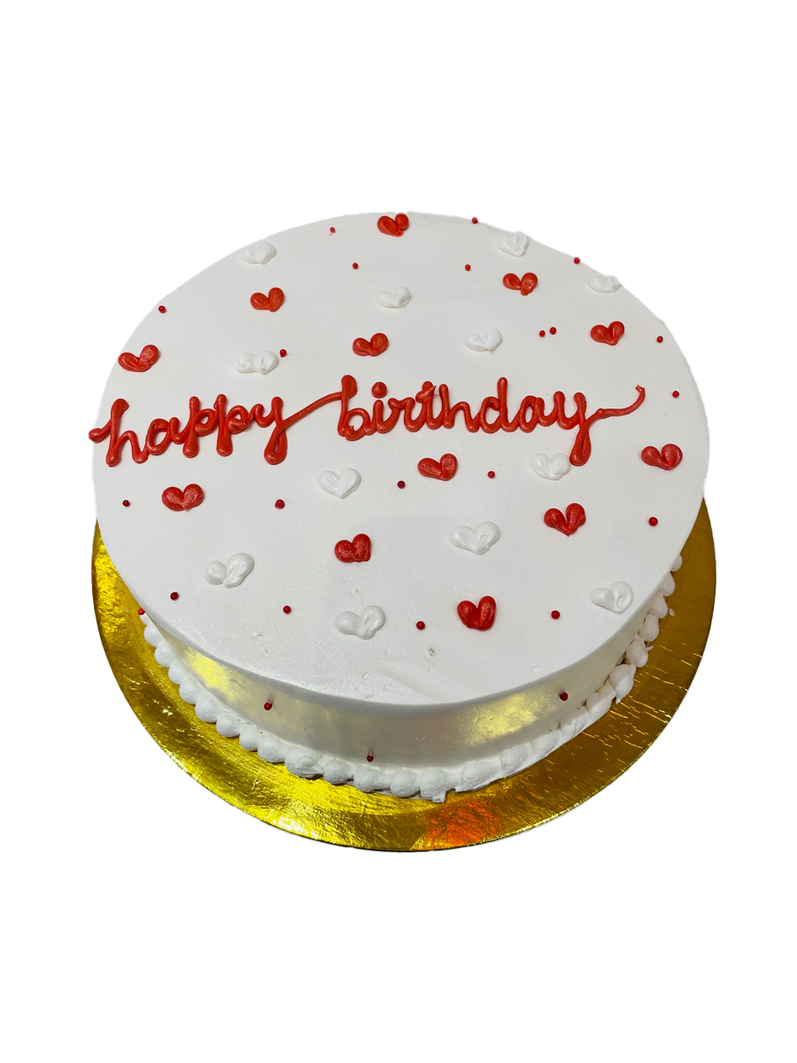 Red Little Hearts Birthday Cake