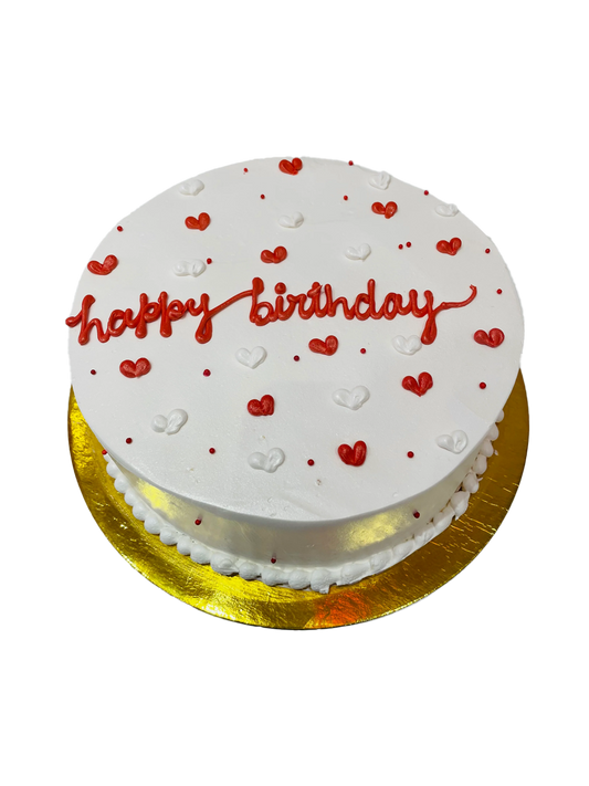 Red Little Hearts Birthday Cake