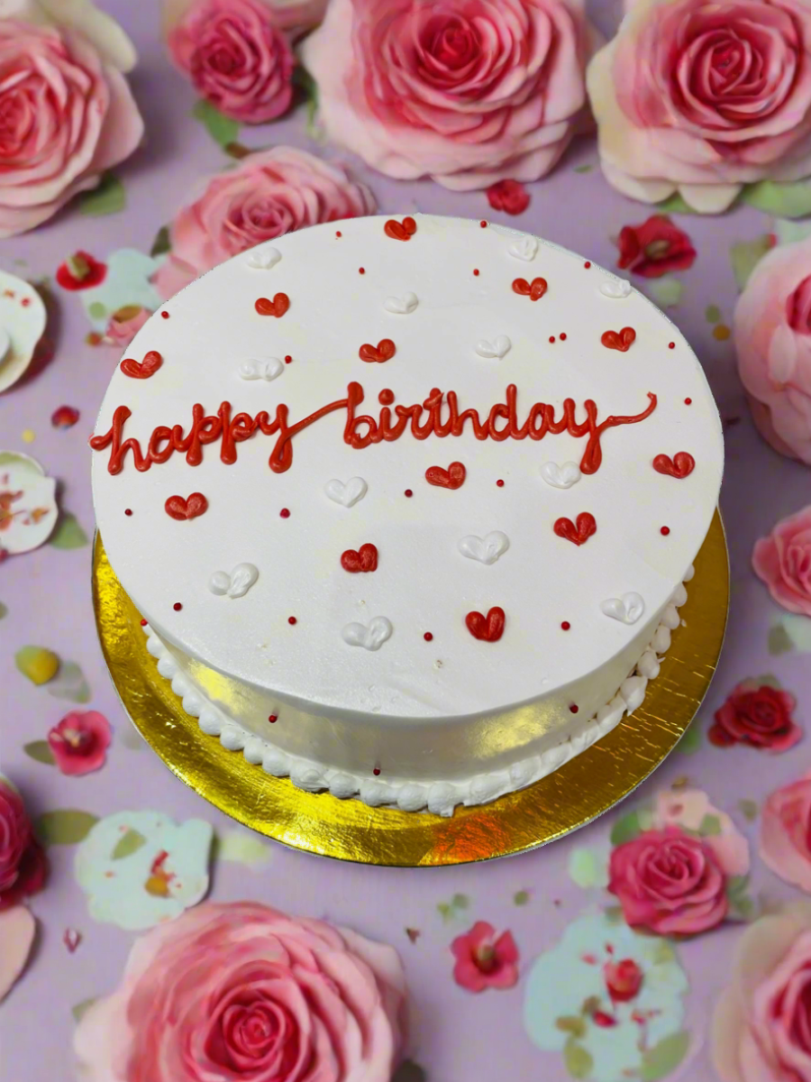 Red Little Hearts Birthday Cake