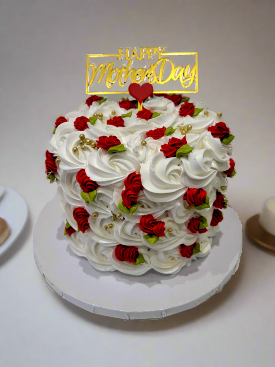 Red & White Rosette Mother's Day Cake