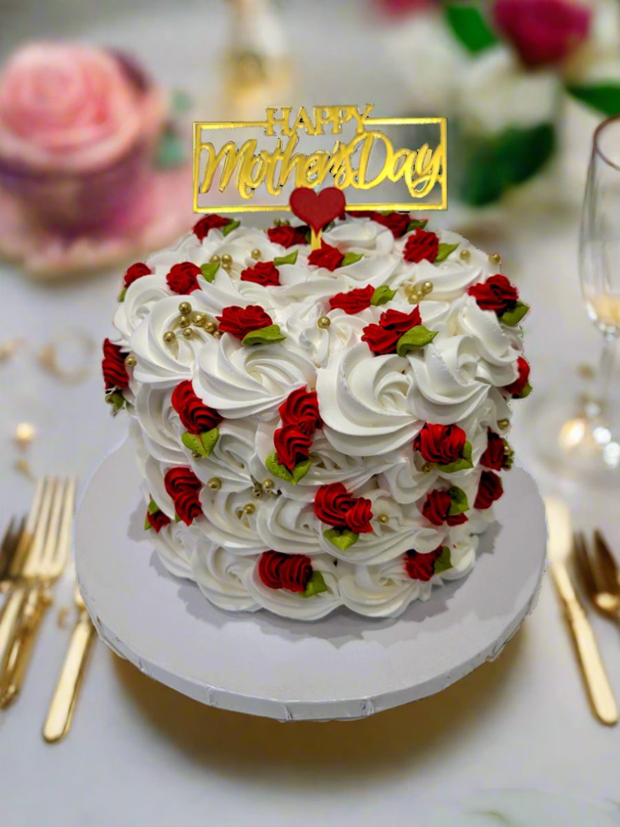 Red & White Rosette Mother's Day Cake